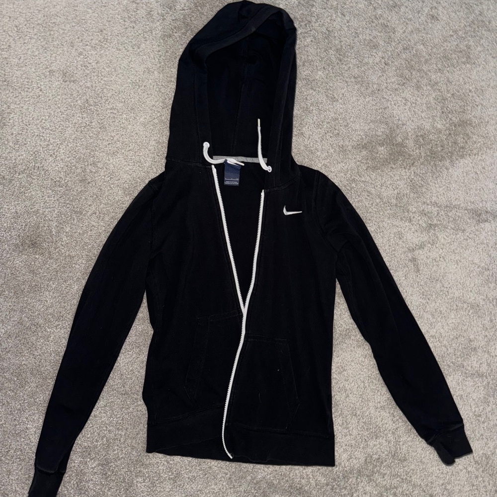 Nike Black Hoodie with White Swoosh Tag